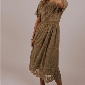ROOLEE Olive Green Lace Dress